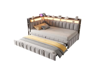 Lit banquette 90x200 cm <strong></strong>  <strong>CozyNest</strong> coloris gris