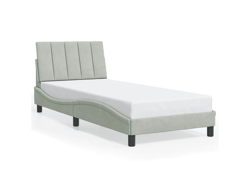  Lit simple- lit adulte -  cadre de lit sans matelas hanko gris clair 80x200 cm velours  - Conforama A