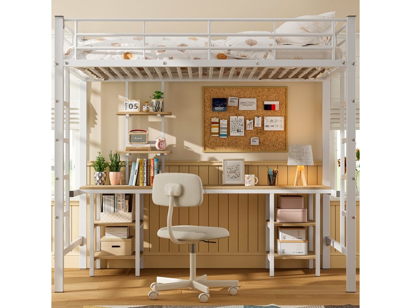  Lit mezzanine 90x200cm coloris blanc lit enfant blanc - Conforama D