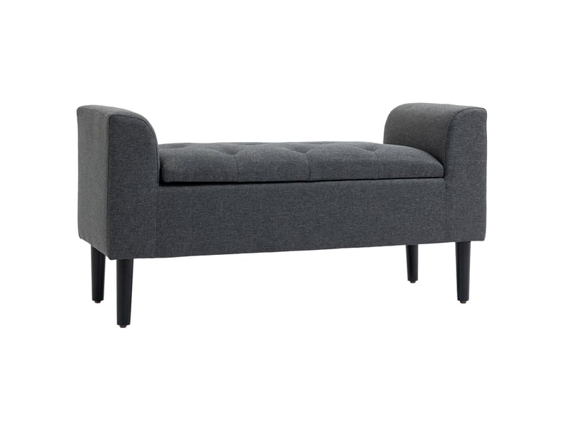  Banc de rangement 116 x 44 x 58 cm gris foncé en polyester, assise rembourrée avec coffre fermé  - Conforama A