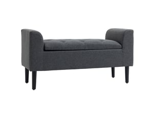 Banc de rangement 116 x 44 x 58 cm gris foncé en polyester, assise rembourrée avec coffre fermé