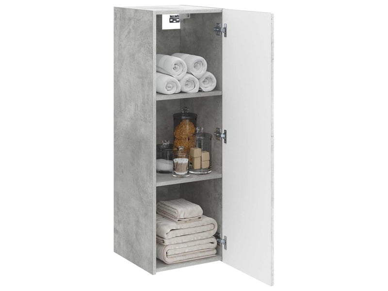  Cabinet salle de bain mural, meuble de rangement gris béton 33x34.5x60 cm shl634  - Conforama C