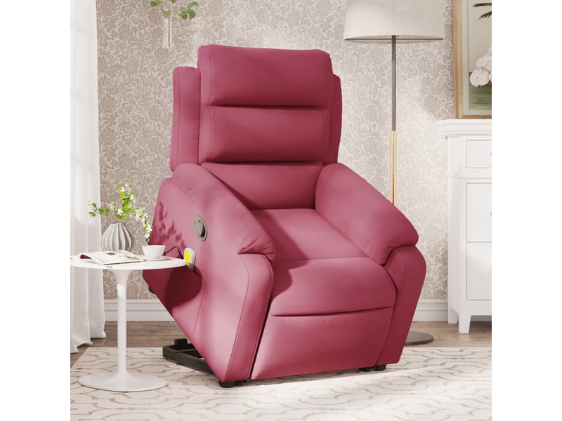 Fauteuil de massage inclinable, fauteuil relax rouge bordeaux velours shl60074 - Conforama B
