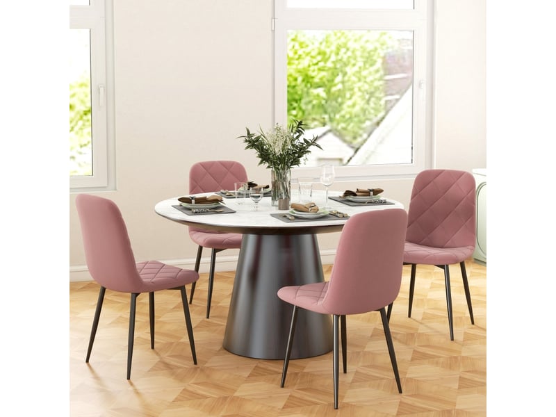  Chaises de salle à manger doret velours rembourrées rose  - Conforama B
