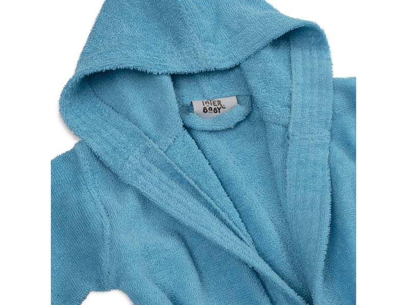  Peignoir de bain enfant interbaby taille 10-12 ans - turquoise - coton éponge, boîte cadeau 00516-T10-12-30 - Conforama E