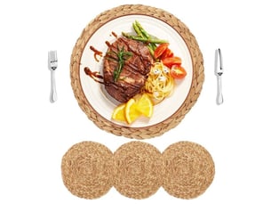 Rnemitery – lot de 4 sets de table ronds en jacinthe d'eau naturelle 30cm – tissés à la main – protection table – pour cuisine et restaurant