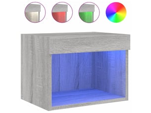 Table de chevet, table d'appoint murale avec lumières led sonoma gris shl28311