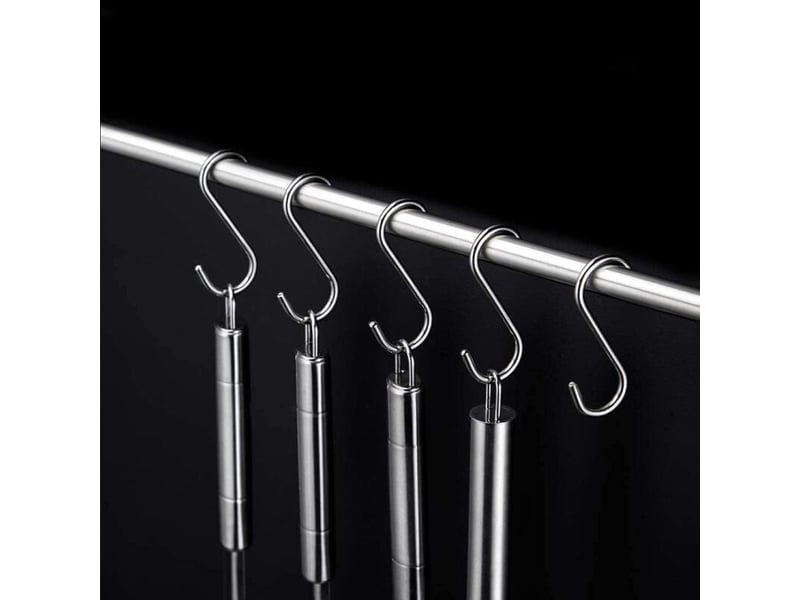 10 crochets en s en acier inoxydable, 110 mm de hauteur, 80 mm de profondeur et 3 mm d'épaisseur – pour suspendre les ustensiles de cuisine, gris  - Conforama E