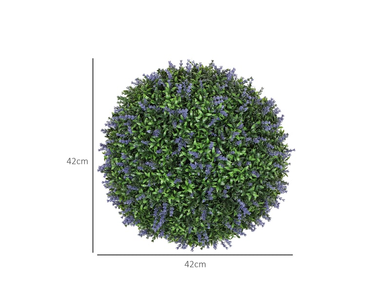  Lot de 2 plantes artificielles sphériques, résistantes aux uv, pour une utilisation intérieure et extérieure, 42 cm, vertes et violettes  - Conforama E