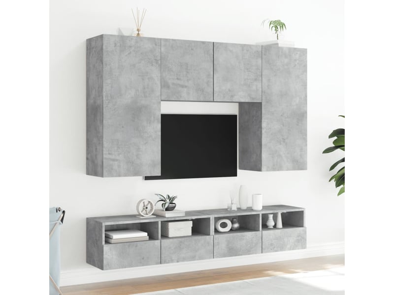  Meubles tv - banc tv - meuble de rangement muraux 2 pcs gris béton 80x30x30cm bois d'ingénierie  - Conforama D