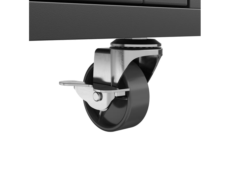 Île de cuisine modulable extensible 116–179,5 cm, planche extensible jusqu’à 69,5 cm, avec 3 tiroirs, étagères latérales et roulettes, blancnoir - Conforama E