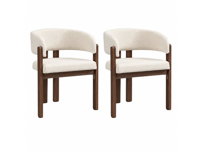 Chaise de salle à manger 60x51x80 cm - lot de 2 - bouclette - confort quotidien - design moderne - pour salle à manger - assise rembourrée - noyer CozyNest - Conforama A
