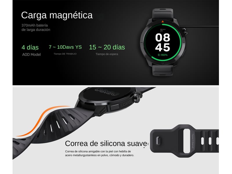  (noir) montre connectée avec écran amoled, appels bluetooth, boussole et résistance à l'eau.  - Conforama E