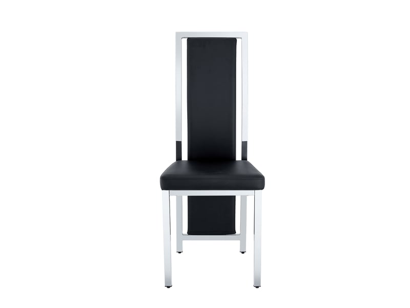  Lot de 4 chaises de salle à manger,44x42x109 cm,similicuir et métal argenté,noir  - Conforama D