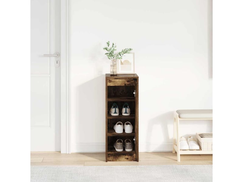  Meuble à chaussure | armoire à chaussures chêne fumé 29,5x34x76 cm bois d'ingénierie  - Conforama C