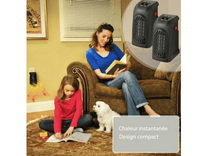  Chauffage sans fil - thermostat réglable - chauffe une pièce en quelques minutes - 400 w, noir  - Conforama D