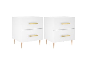 Lot de 2 tables de chevet - cabinet de chevet - table de nuit blanc 40x35x47,5 cm bois d’ingénierie