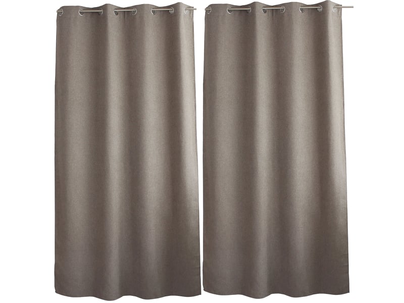 Rideaux thermique à œillets, taupe, 140x240 cm, lot de 2, velours chenillé tramé, collection blizzard, cmadeco - marron LOT2-H2058TAR140240 - Conforama B