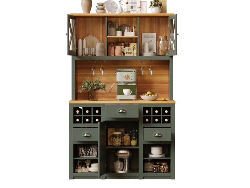  Buffet de cuisine 120x45x188 cm led mdf vert antique  - Conforama A