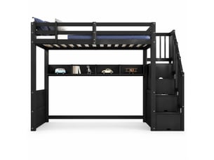 Lit mezzanine 90x200 cm <strong>OKMYHOME</strong>  <strong></strong> coloris noir