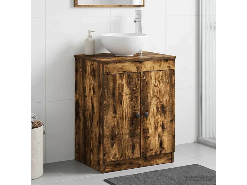  Armoire de salle de bain, meuble de rangement chêne fumé 54x41x70 cm shl3674  - Conforama B