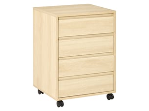 Caisson de bureau 4 tiroirs sur roulettes en mdf coloris naturel 46 x 40 x 65 cm