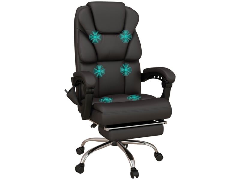  Chaise de bureau massante à six points, fauteuil inclinable à 120 degrés marron  - Conforama A