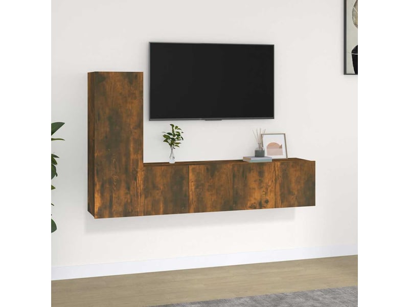  Ensemble de meubles tv 3 pcs chêne fumé bois d'ingénierie shl56760  - Conforama B