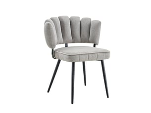 2 chaises de salle à manger minimalistes européennes, dossier fleur, velours gris clair, pieds métal noirs, hauteur 80 cm