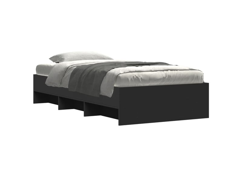  Lit simple- lit adulte -  cadre de lit sans matelas noir 90x190 cm bois ingénierie  - Conforama B