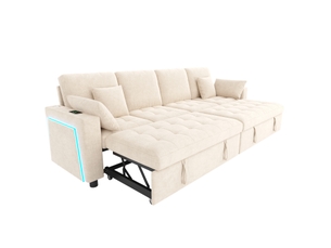 Canapé d'angle droit convertible <strong></strong> <strong>Bliss Lite</strong> 4 places Tissu Beige