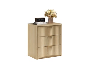 Table de chevet,58x38x64 cm,3 tiroirs,mdf,coloris chêne clair