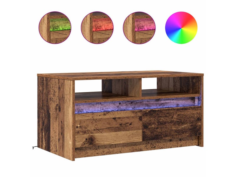  Table basse - table de salon - table à thé bois ancien 90 x 50 x 45 cm bois d'ingénierie  - Conforama D