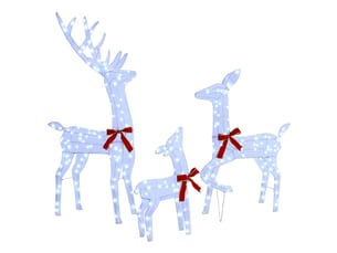Famille de rennes, décoration de noël 3 pc blanc froid 68 x 26 x 127 cm tissu cf62030