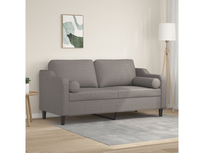Canapé droit, sofa, canapé 2 places avec oreillers décoratifs taupe 140 cm tissu cf19994 - Conforama B