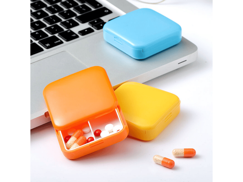  Lot de 2, petite boîte à pilules avec 2 compartiments, boîte à pilules portable, boîte à pilules de poche, distributeur  - Conforama E