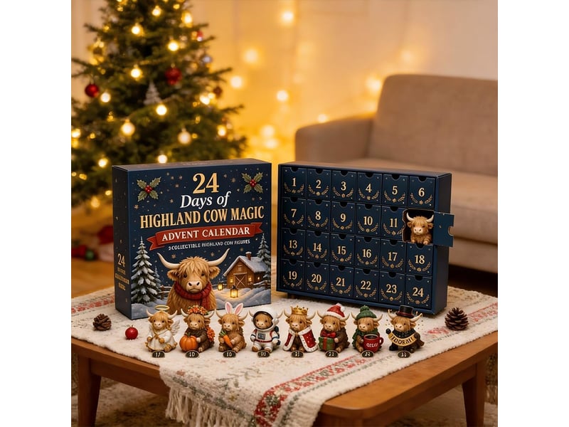 Calendrier de l'avent 24 jours highland cow – 24 mini figurines 3d à collectionner, déco ferme et cadeau de noël - Conforama C