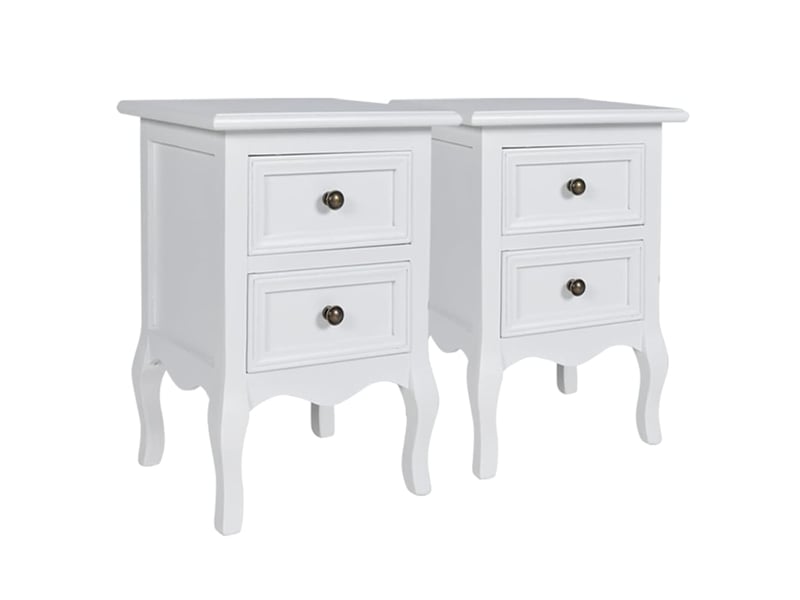  Vidaxl tables de chevet 4x 2 tiroirs mdf blanc table de nuit 34.5x30x49cm chambre à coucher  - Conforama C