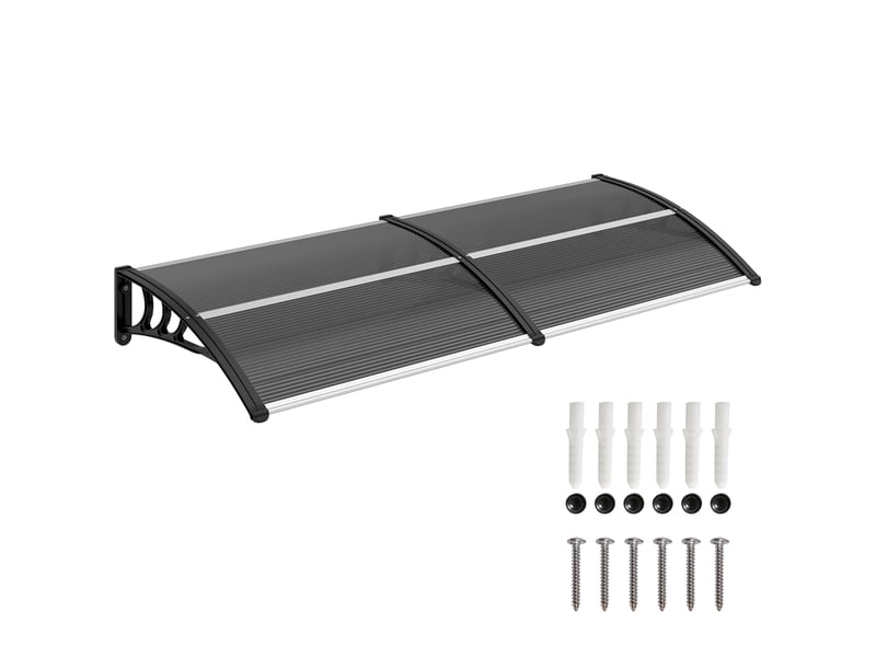  Store extérieur de protection solaire et imperméable 196 x 75 x 23 cm avec revêtement en polycarbonate pour portes et fenêtres, noir  - Conforama A