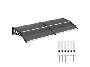 Store extérieur de protection solaire et imperméable 196 x 75 x 23 cm avec revêtement en polycarbonate pour portes et fenêtres, noir
