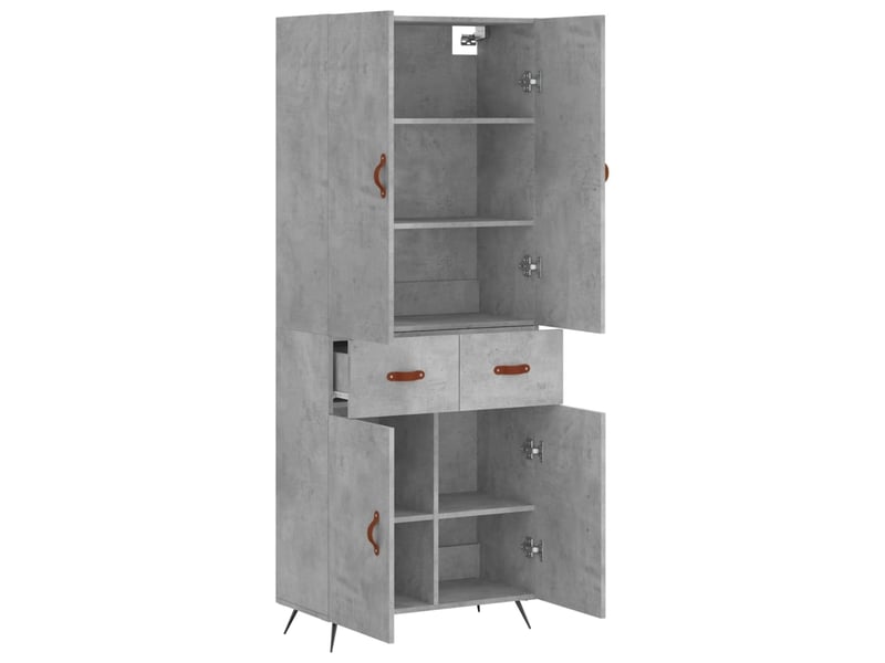  Buffet haut - bahut - meuble de rangement gris béton 69,5x34x180 cm bois d'ingénierie  - Conforama D