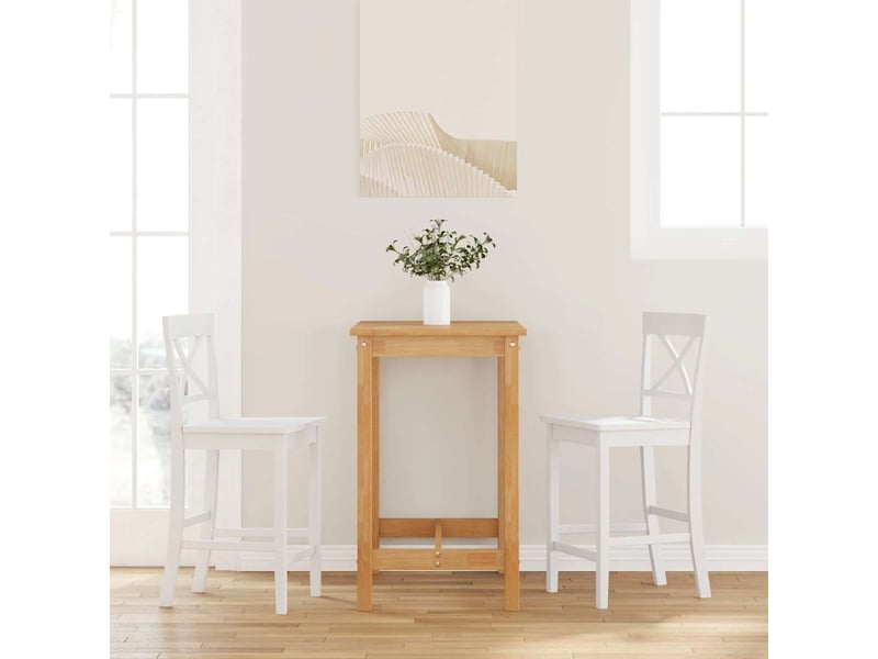  Lot de 2 tabouret de bar, chaise de bar en bois massif blanc et caoutchouc shl28441  - Conforama B
