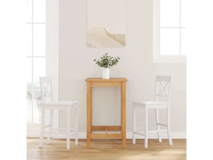Lot de 2 tabouret de bar, chaise de bar en bois massif blanc et caoutchouc shl28441