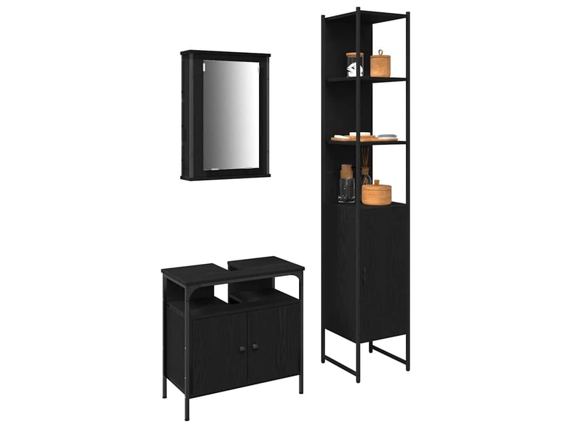 Ensemble de mobilier de salle de bain 3 pc chêne noir cf64329 - Conforama C