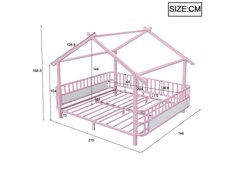  Lit jeune, 140x200 cm, en métal, rose cao-LDF00581AAH-conf-NEW - Conforama E