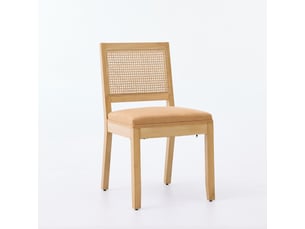 Lot de 2 chaises de salle à manger 48x56x86.4cm – chaises de cuisine style rustique avec dossier en rotin et châssis en bois massif – lin - marron