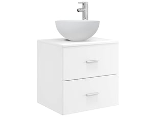 Vanité de lavabo mural, meuble de rangement blanc 49.5x41x64.5 cm shl8921