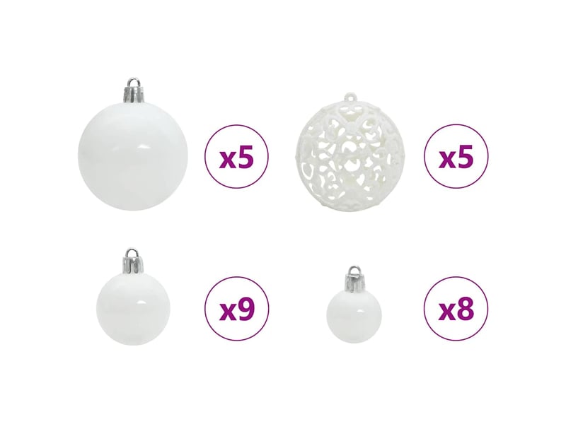  Ensemble de boules de noël 61 pc 150 led blanc chaud ø 6 cm cf61843  - Conforama E