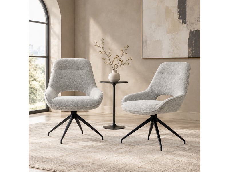 Lot de 2 chaises de salle à manger pivotantes 360° beige-gris et noir - Conforama C
