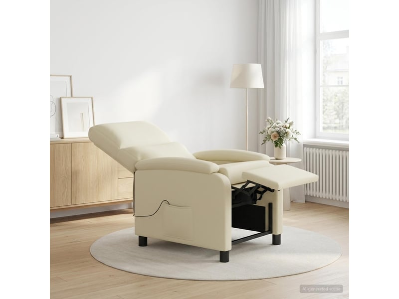  Vidaxl fauteuil de massage inclinable crème simili cuir  - Conforama B